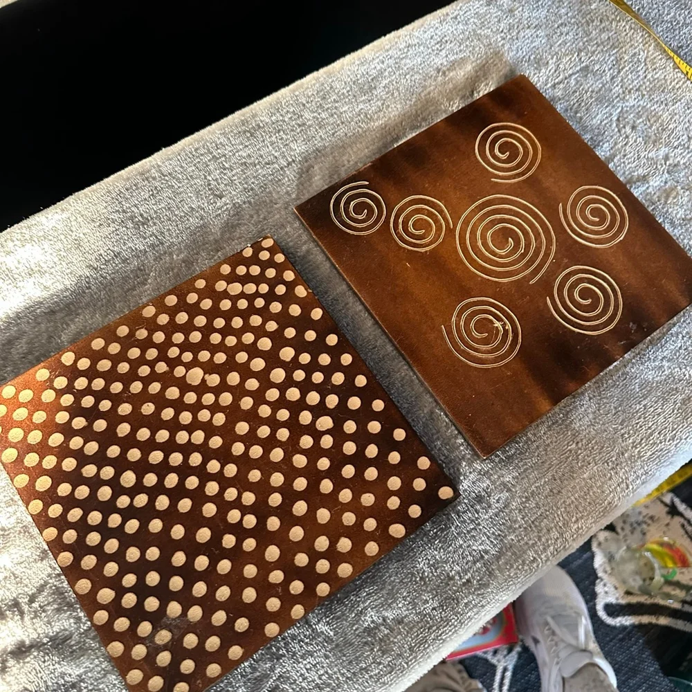Wooden Decor Brown Beige Square Wall Art Set